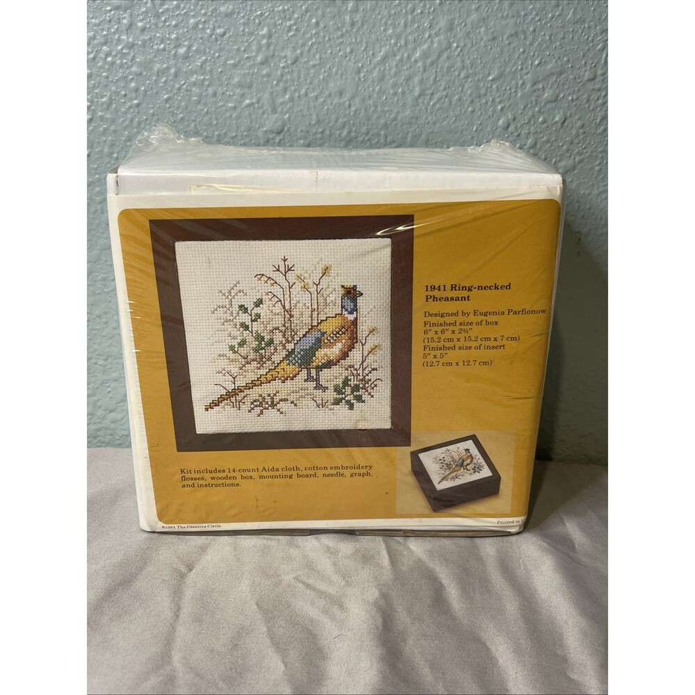 Creative Circle Embroidery Kit# 1941 Ring Neck Pheasant Keepsake Box New Sealed